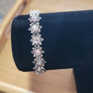 Dazzling Silver Bracelet with Iridescent Details